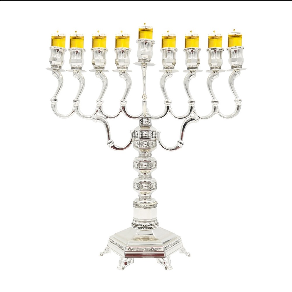 Majestic Giftware Silver-Plated Chanukah Oil Menorah - 13.5” High